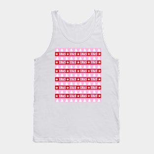 Xmas Pink and Red Stripes and Stars Tank Top